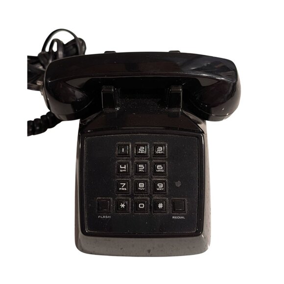 Mini Phone black corded Polyconcept Dial Pad Flash/Redial push button landline - Picture 3 of 16